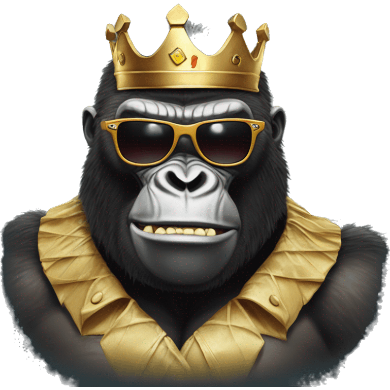 king kong with sunglasses with  lollypop out of his CLOSED mouth emoji