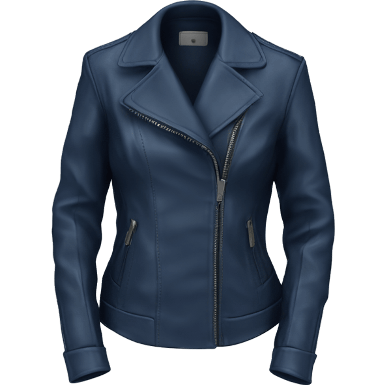  Realistic open front Navy blue leather fashion jacket isolated.  emoji