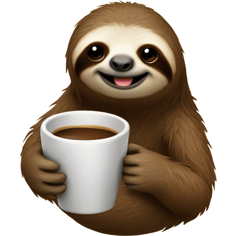 Sloth with a coffee emoji