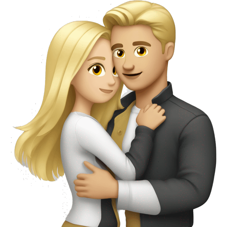 blonde girl and Russian guy hugging emoji