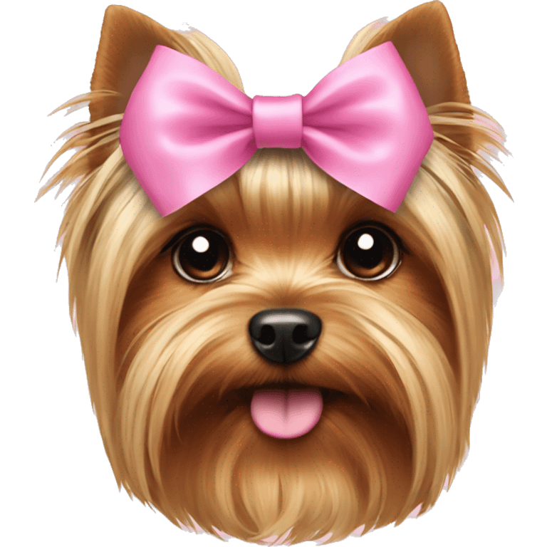 yorkshire terrier with  pink bow  emoji