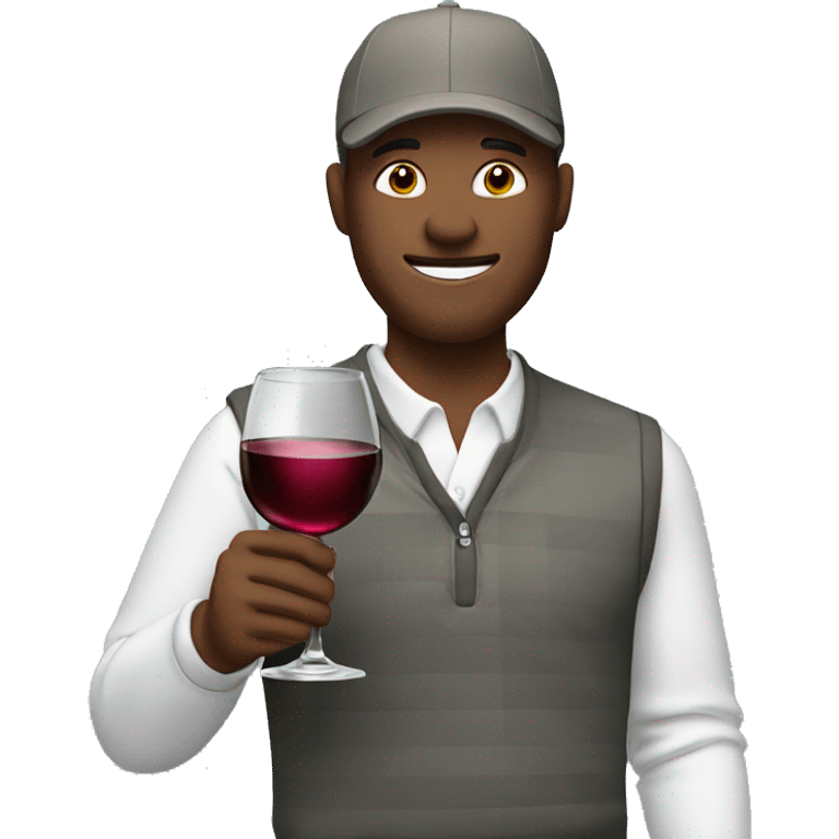 Golfer holding a glass of wine emoji