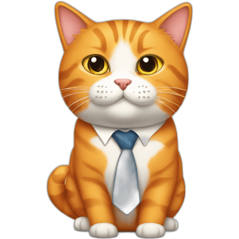 Chonky orange cat with white spot wearing a tie emoji