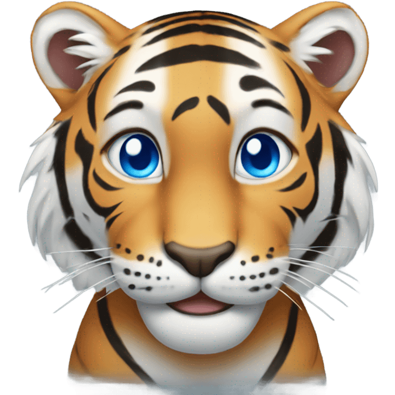 Smiling tiger with blue eyes emoji