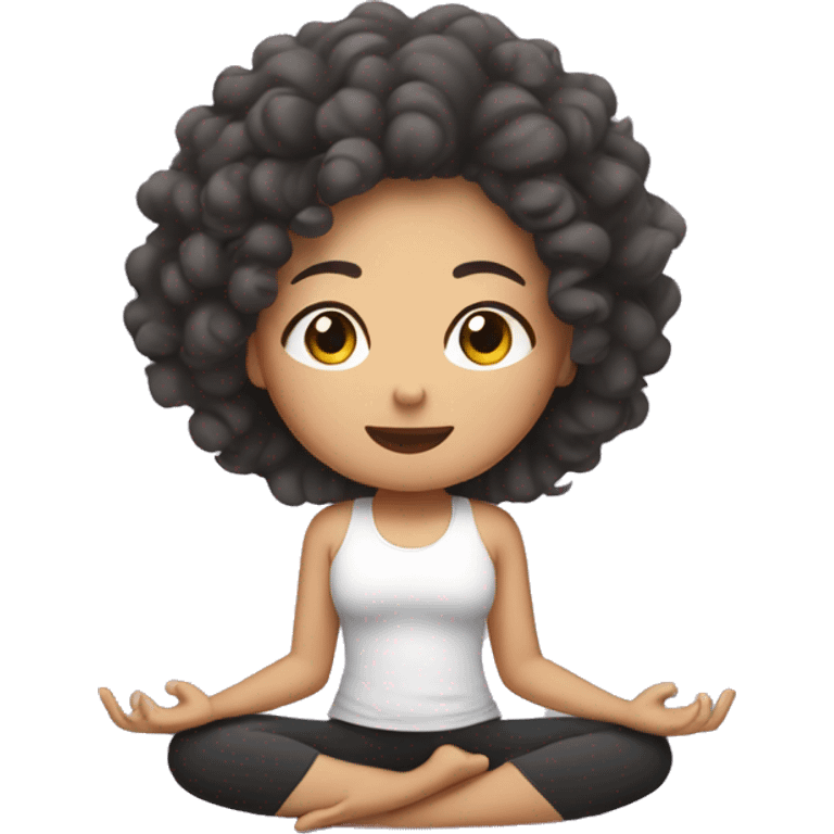 curly hair asian doing yoga emoji