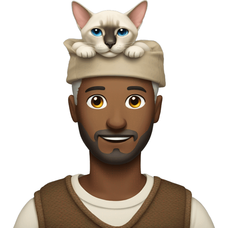 men with siamese cat on head emoji