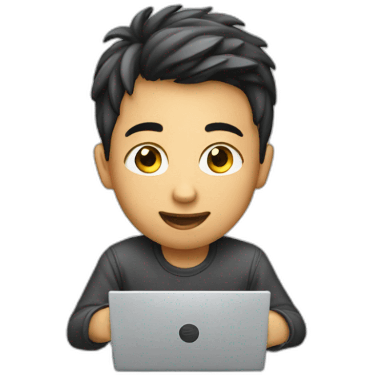 A boy playing pc emoji