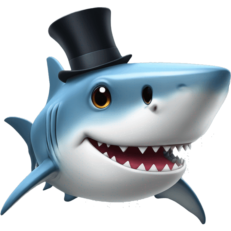 Shark with a top hat emoji