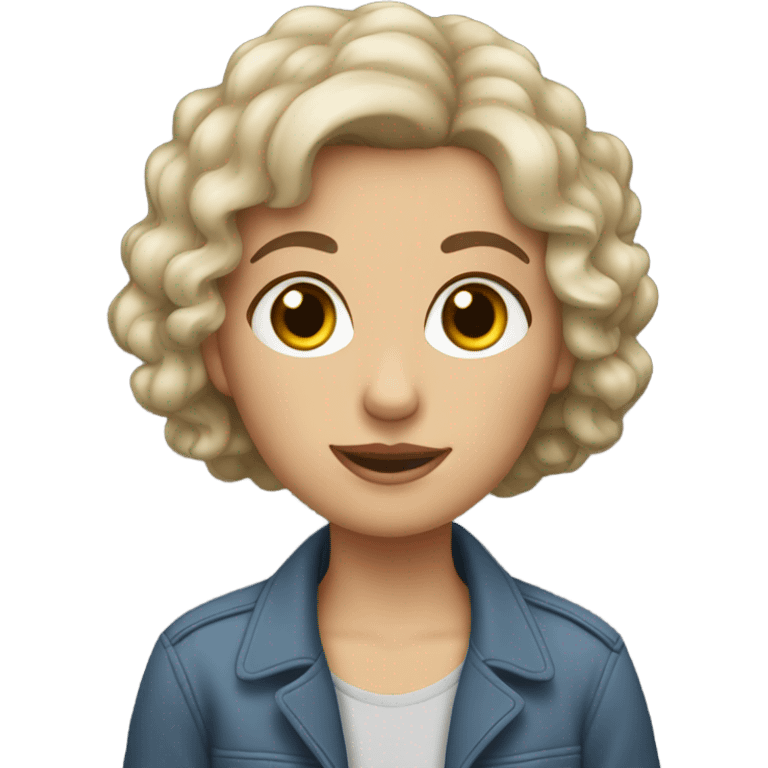 dark curly short hair Caucasian girl in a car emoji