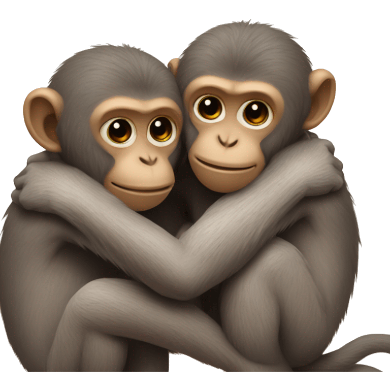 Two little monkeys hugging each other emoji