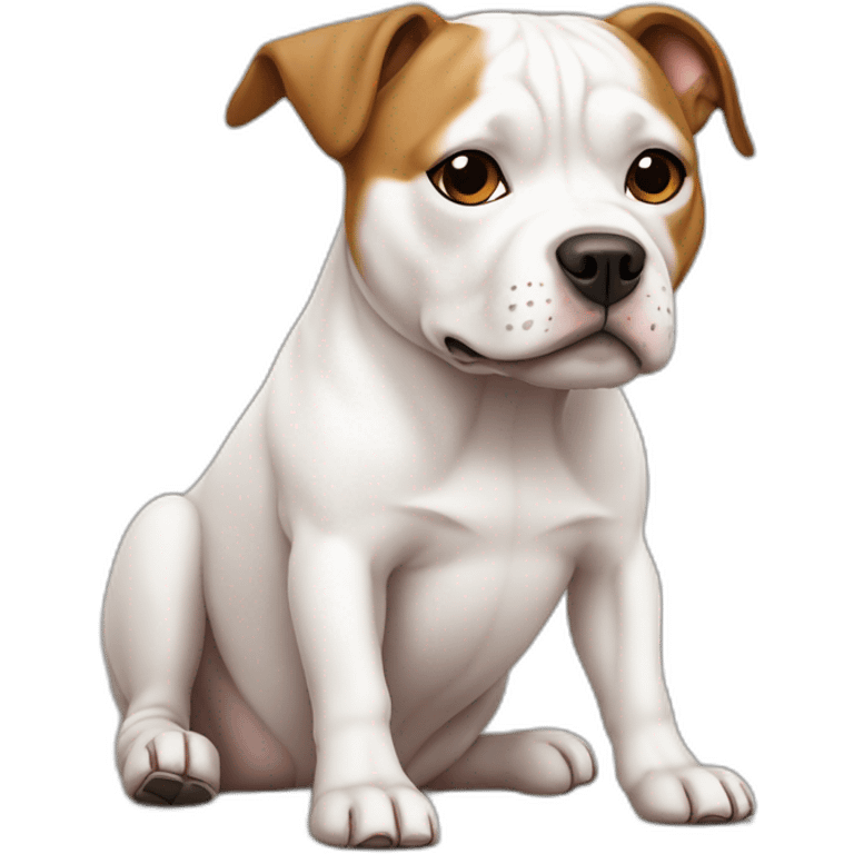 Staffordshire Bull Terrier white being very sad and sitting emoji