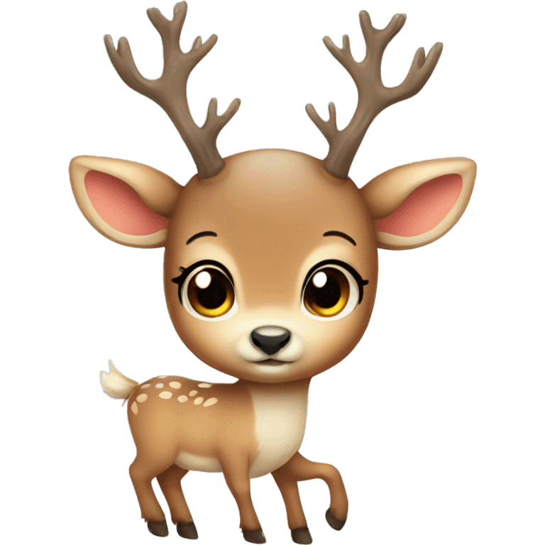 Cute shy deer with winter ha emoji