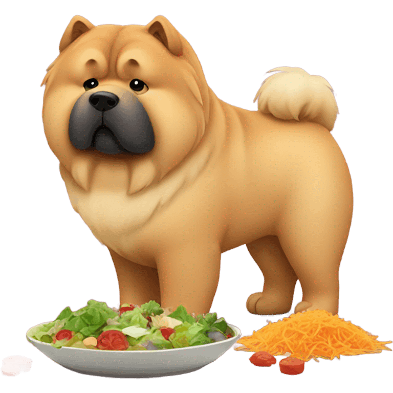 chow chow looking at salad sadly emoji