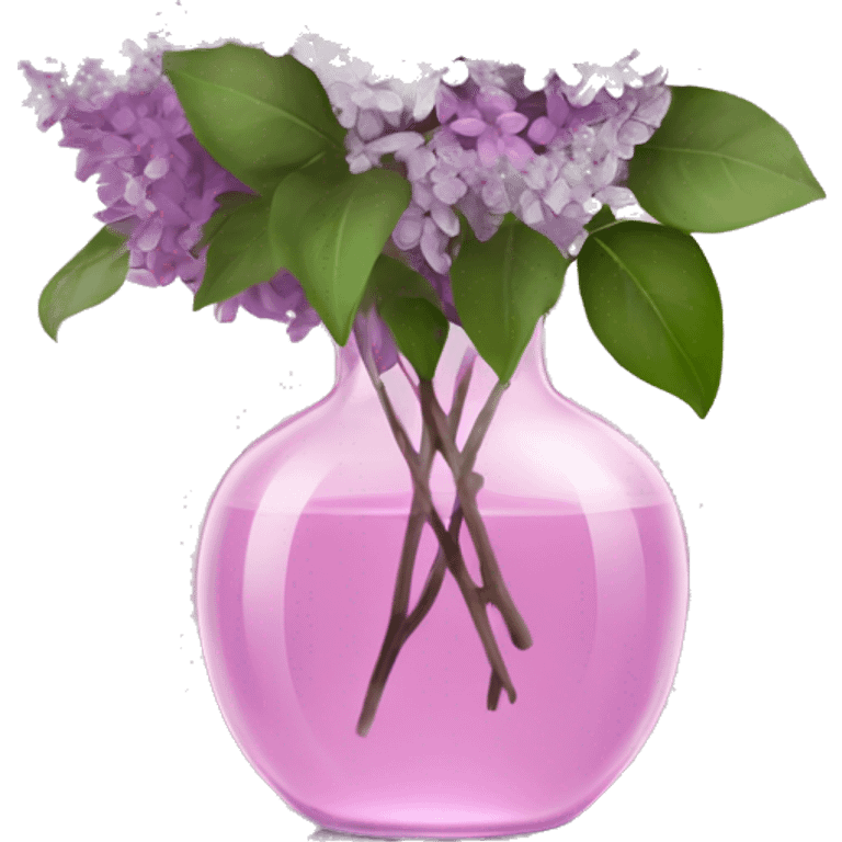 Lilacs in a clear pink glass vase emoji