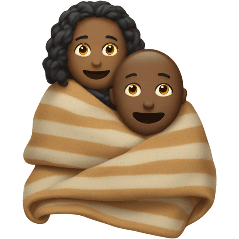 two friends warmed by a blanket emoji