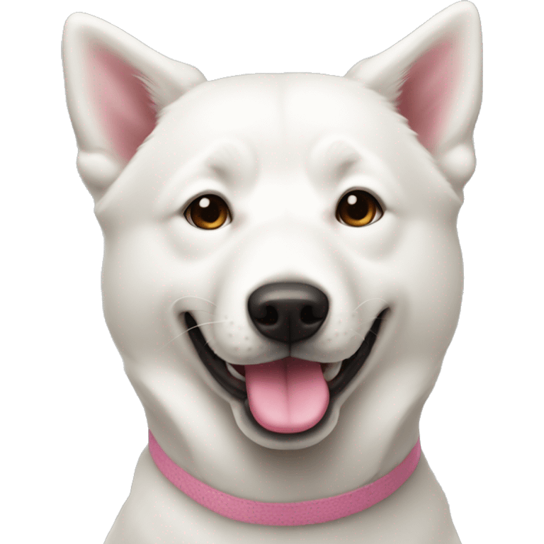 White jindo with pink nose emoji