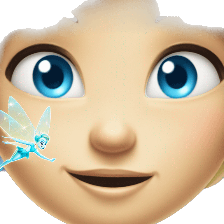 Tinkerbell flying with fairy dust with blue eyes emoji