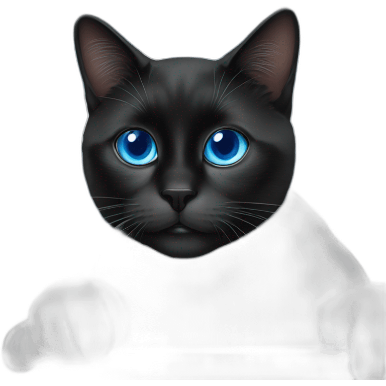 a black cat with blue eyes works on the stock market emoji