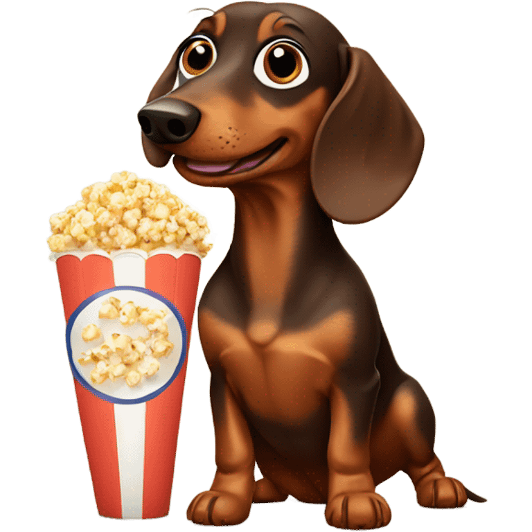 Brown daschund with popcorn  emoji