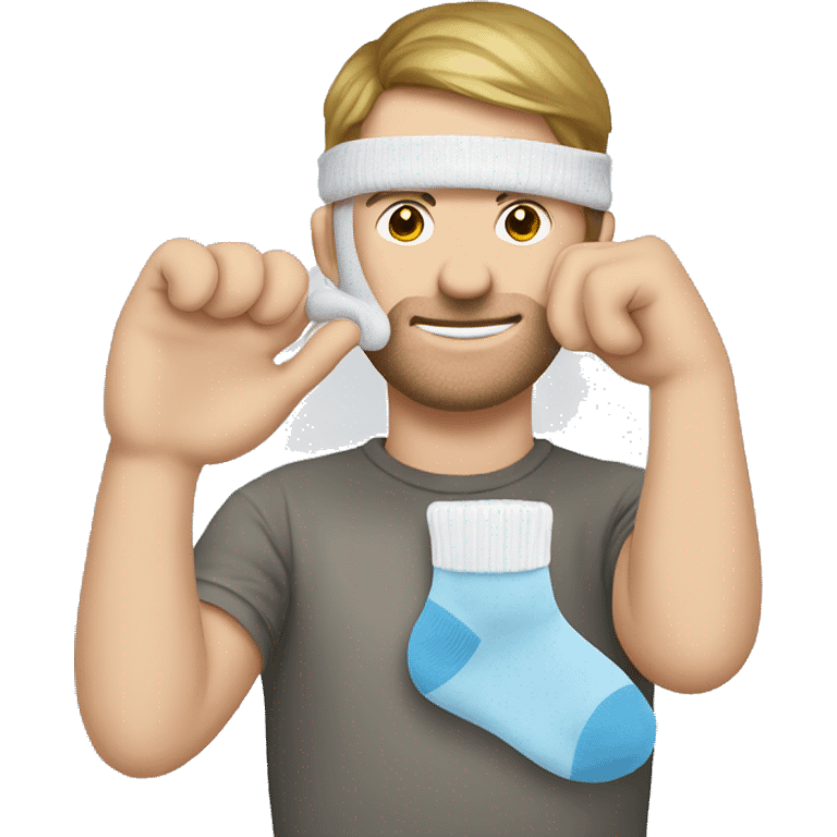 Man holding up a sock to his nose emoji