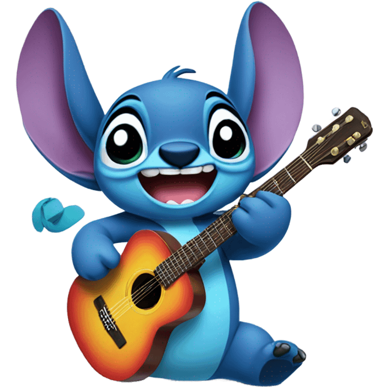 Stitch with a guitar  emoji