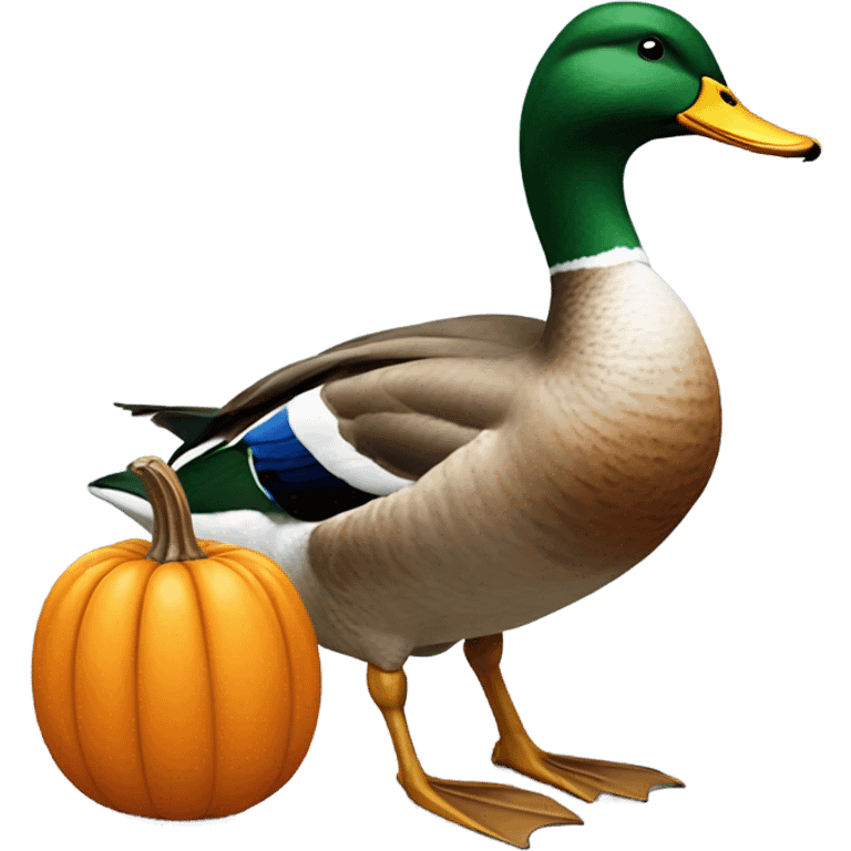 Mallard Duck carrying a pumpkin emoji