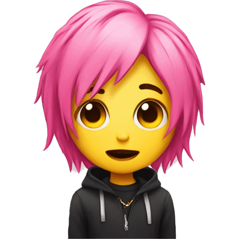 emo emoji with pink hair yellow face only face no body emoji