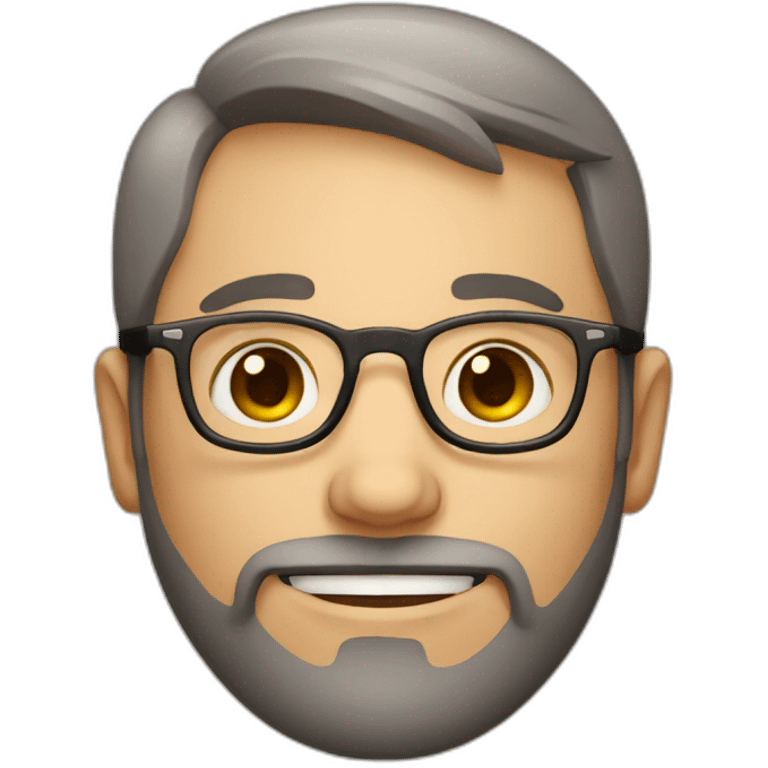 Round face European male that has little hair, a beard and glasses emoji