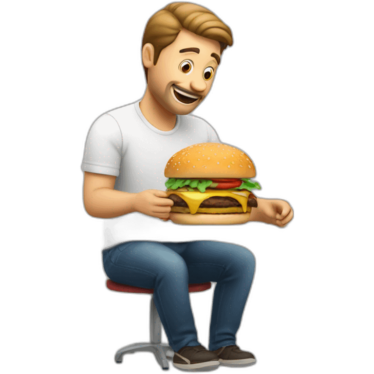 Homme gros qui mange un burger emoji