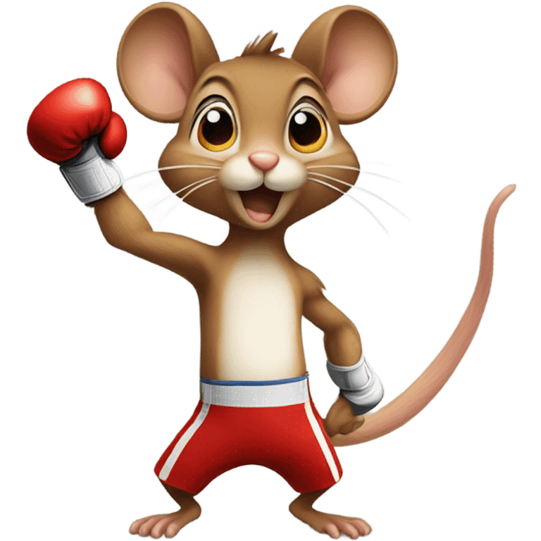 A mouse boxing a squirrel in a boxing ring emoji