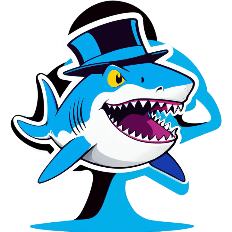 Shark with a top hat emoji