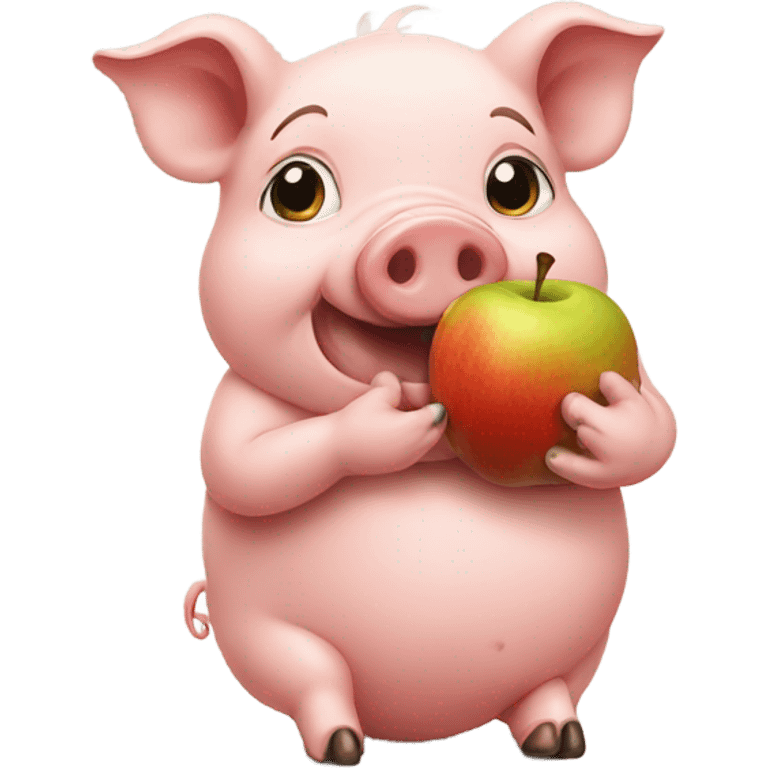 Pig eating apple emoji