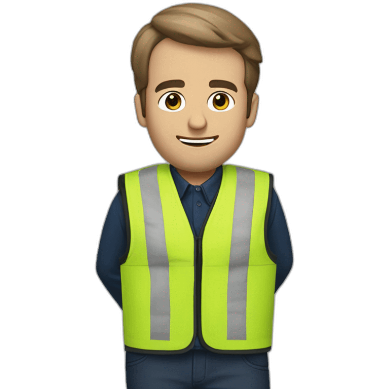 Macron gilet qui brûle une poubelle emoji