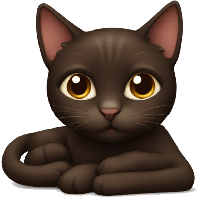 Dark brown cat cuddling emoji