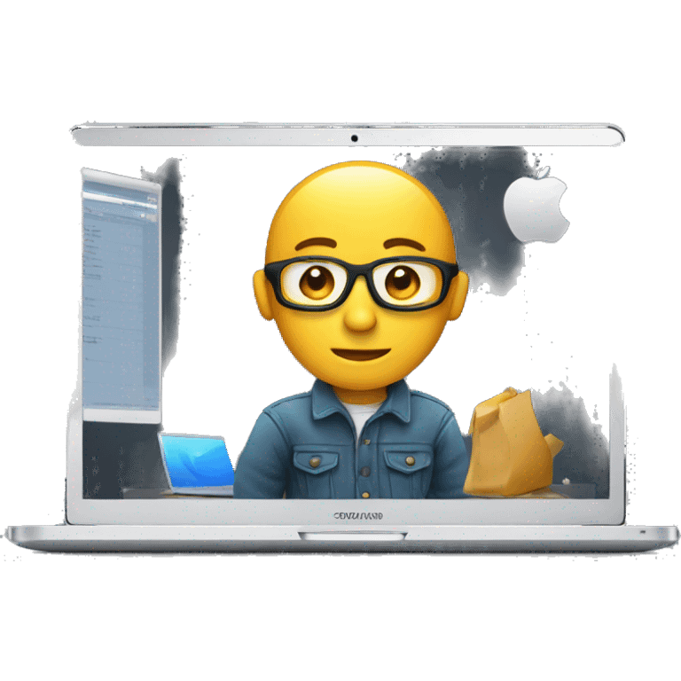 person building a cool app on a mac book emoji