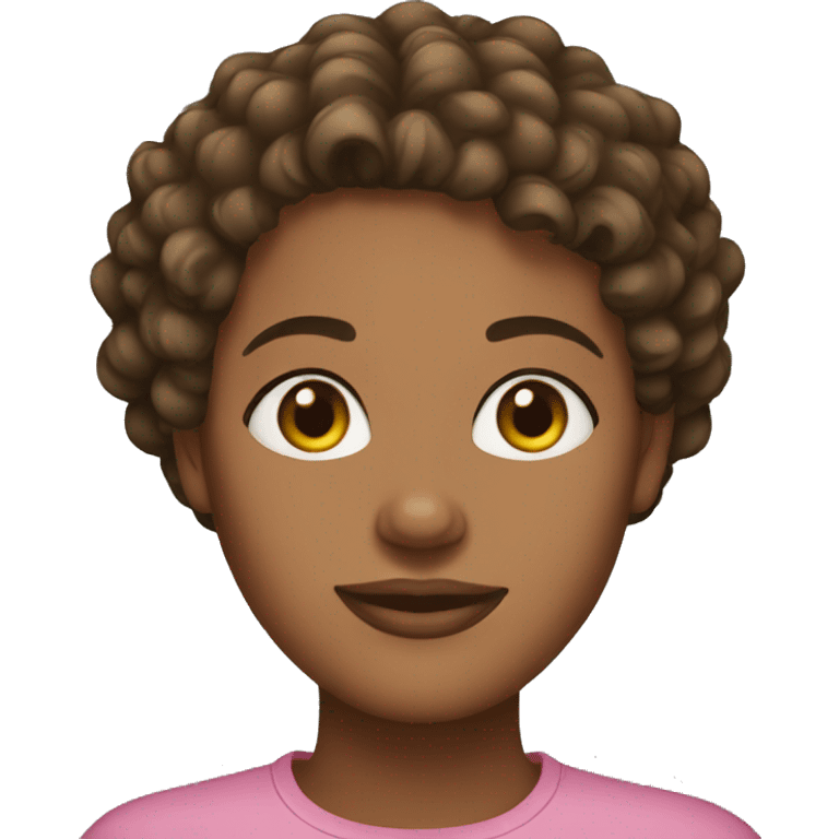 brown skin woman curly short hair emoji