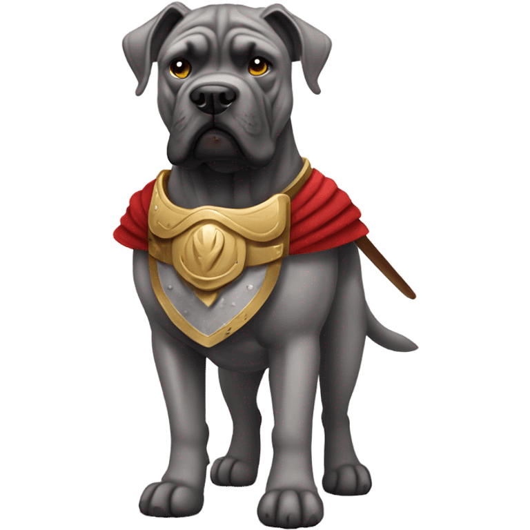 Grey Cane Corso dressed as a Roman gladiator. emoji