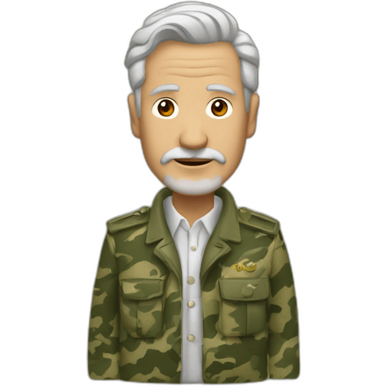 Hombre viejo pelo largo y con traje de camuflaje de hojas del ark emoji