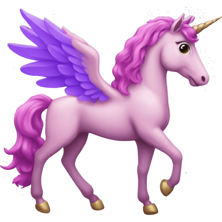 A pink unicorn with purple wings emoji