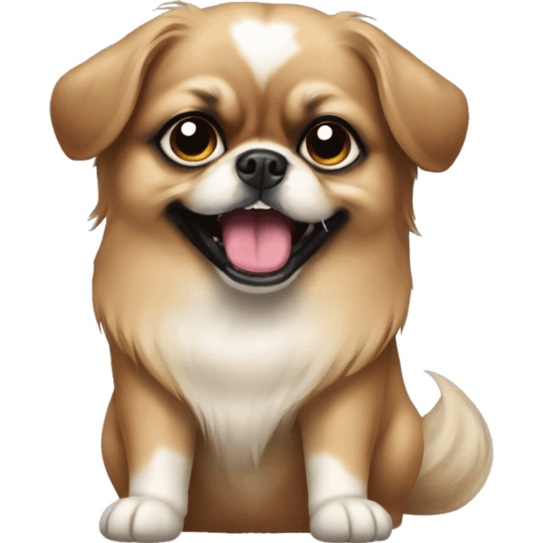 short ears pekinese dog with overbite teeth emoji