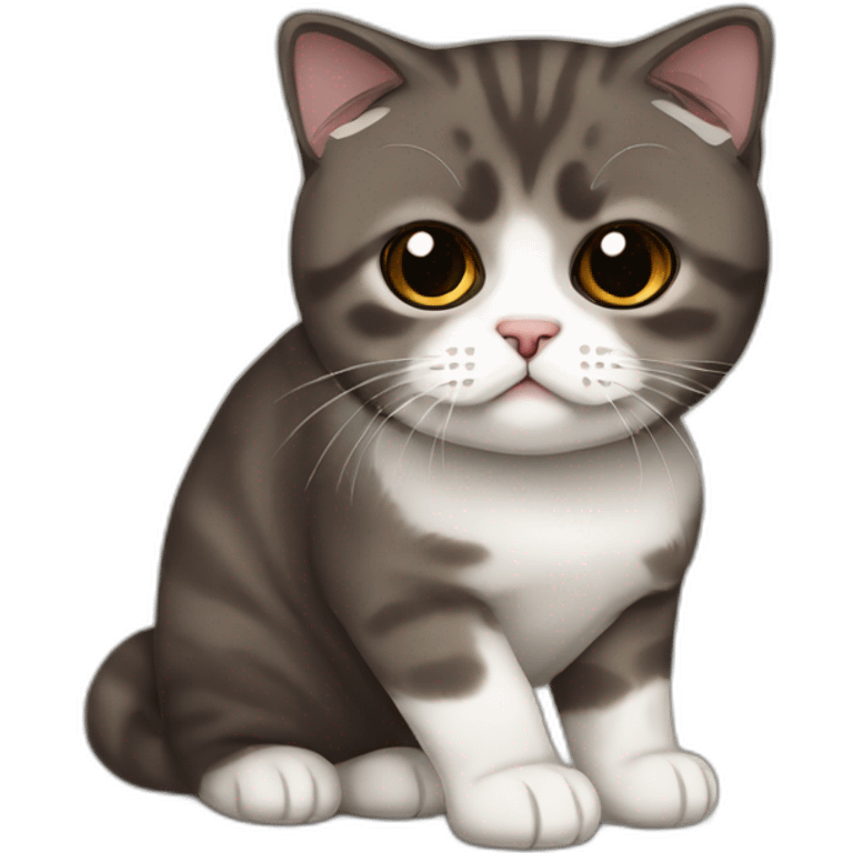 Dark brown Scottish fold breed cat emoji