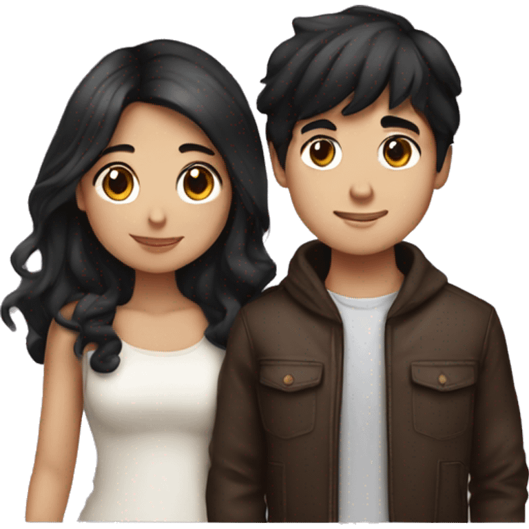 cute love couple a boy with black hair and a girl with dark brown hair emoji