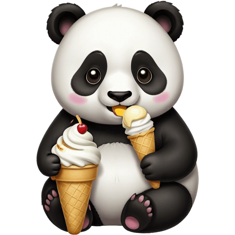 Panda eating ice cream emoji