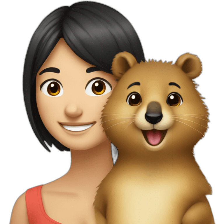 a-happy-quokka-with-happy-girl-who-is-black-hair emoji