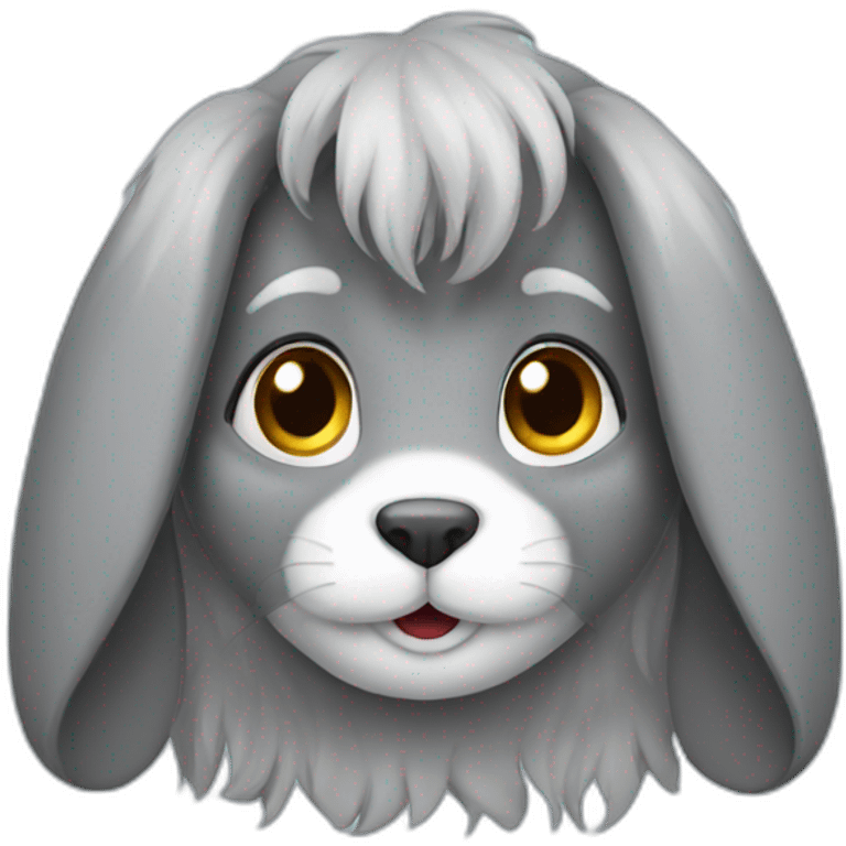 grey long hair bunny emoji