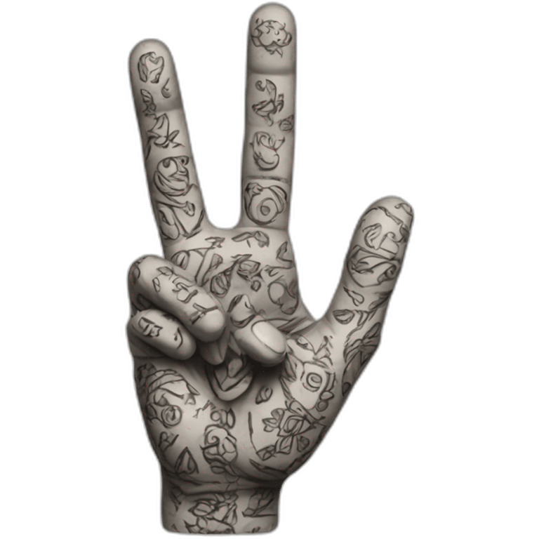 Emoji hand peace with tatoo emoji