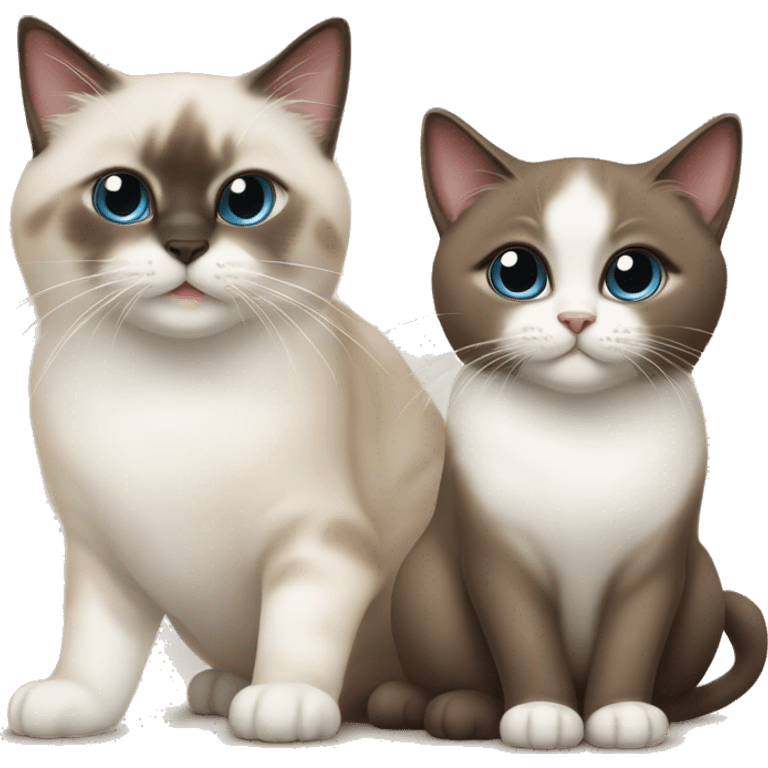 Two cats sacred of birman chocolat point and seal point emoji