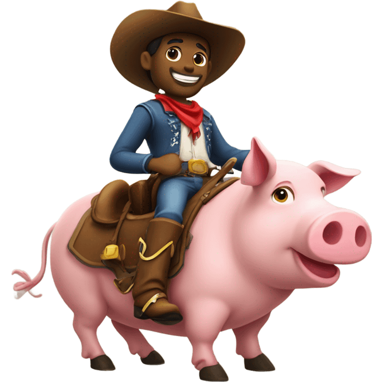 Cowboy on a pig emoji