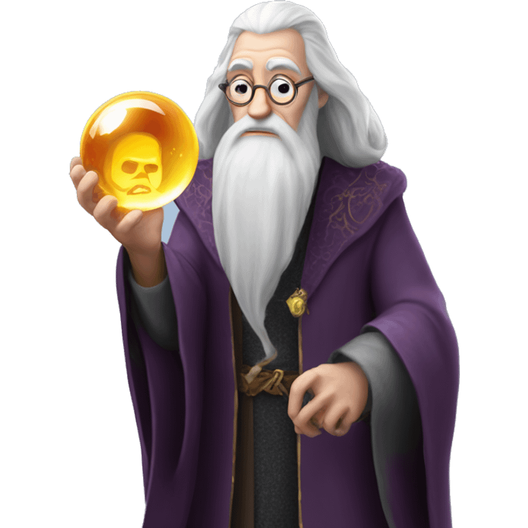 Dumbledore holds a crystal ball in his hand emoji