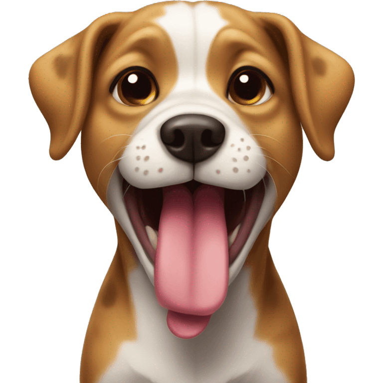 striped dog showing tongue emoji